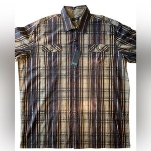 Quick Reflex Brown Plaid Mens Dress Shirt 3XT